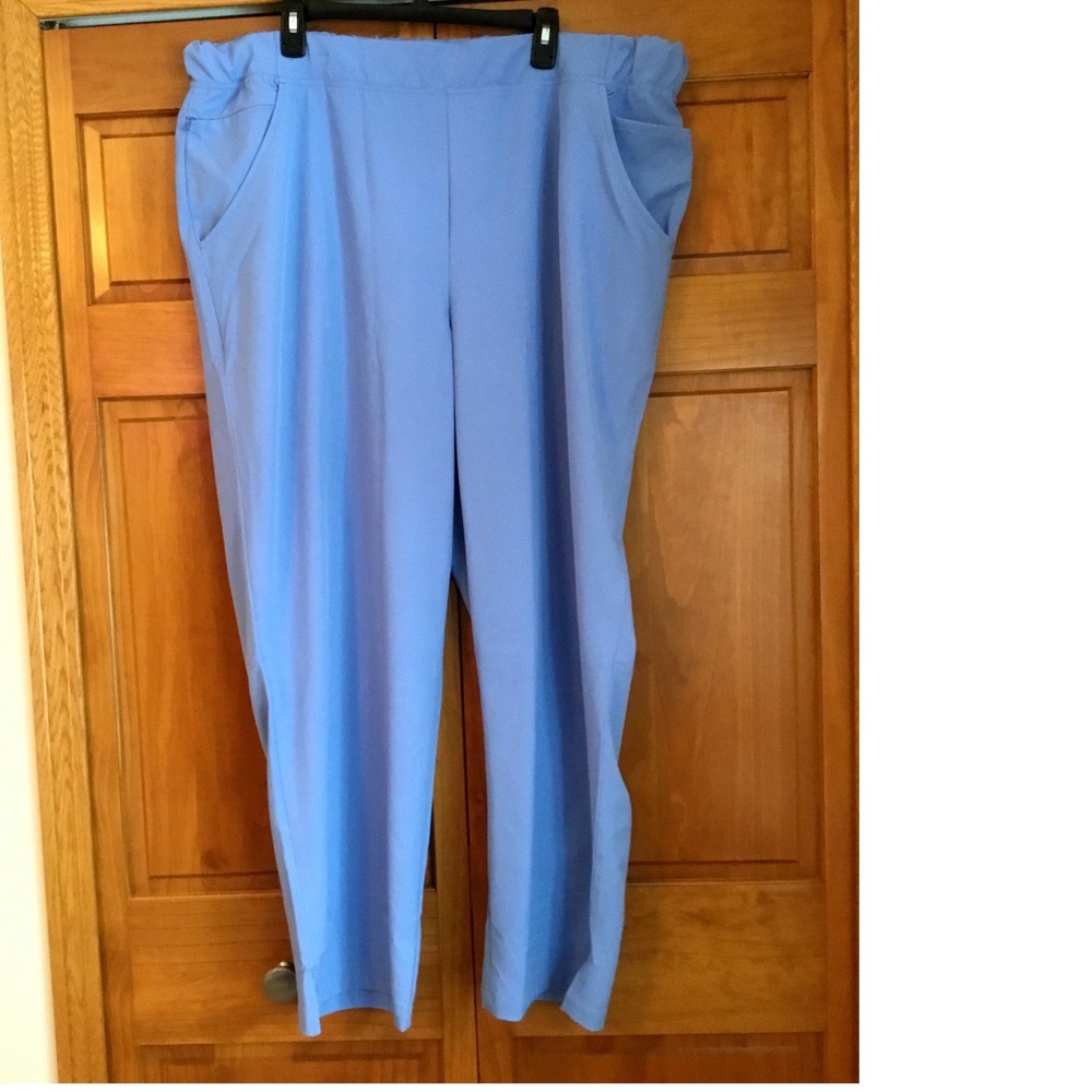 ClimateRight by Cuddl Duds Womens 3X Light Blue‎ Elastic Waist Pocket Pants